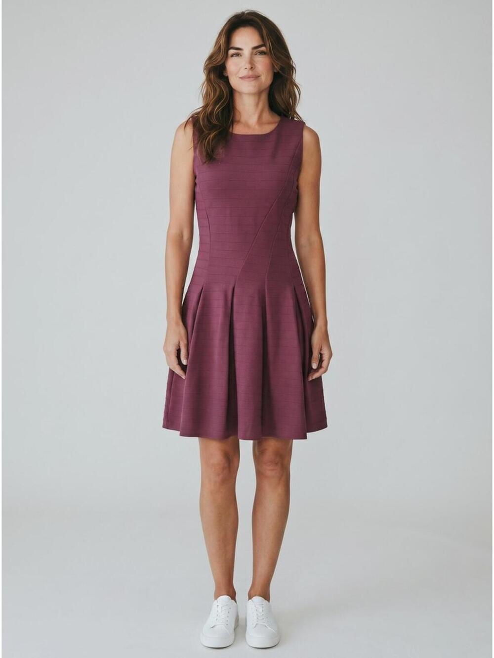 Halogen Nordstrom NWT Ponte Knit Fit-and-Flare Dress-Size XS-Burgundy